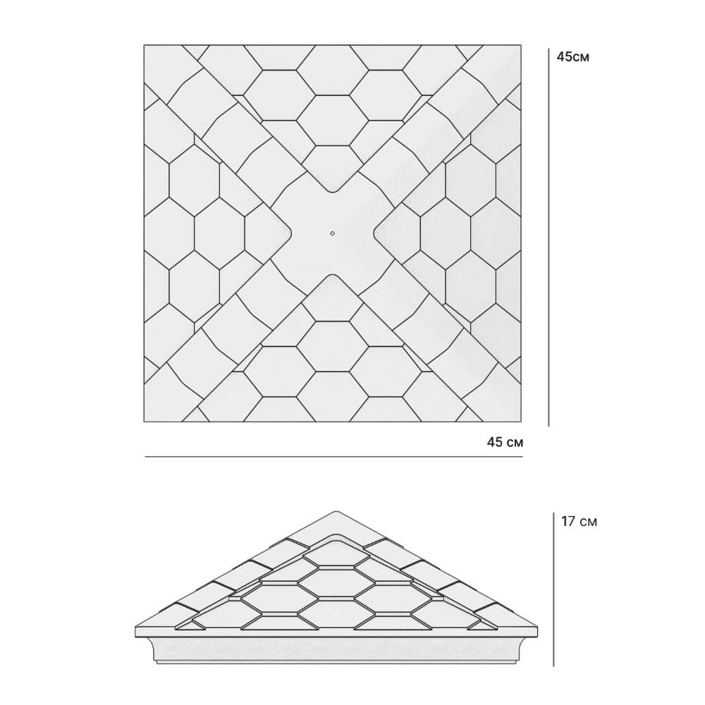 Колпак Zking Эверест Серый на столб 1.5х1.5 кирпича (390х390мм)