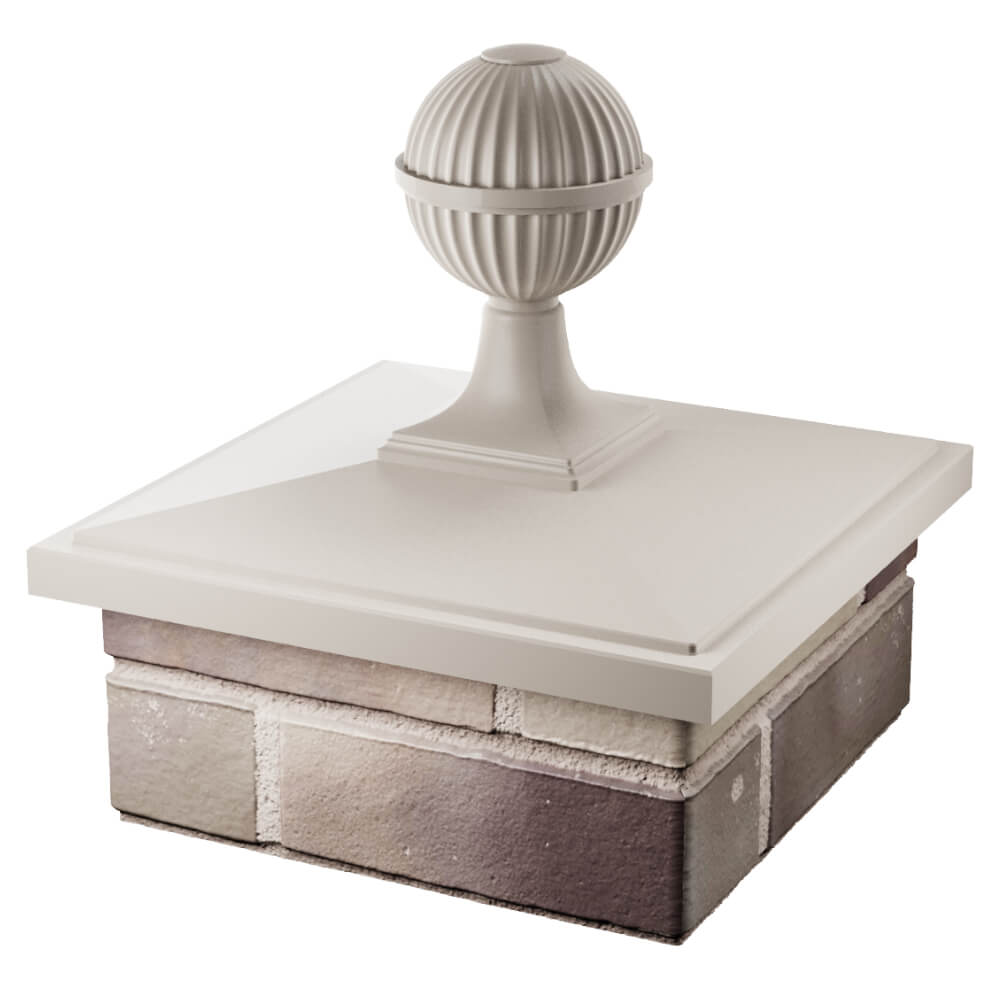 Колпак Zking БонаМоно Бежевый с шаром на столб 1.5х1.5 кирпича (385х385, 400х400мм) в сборе